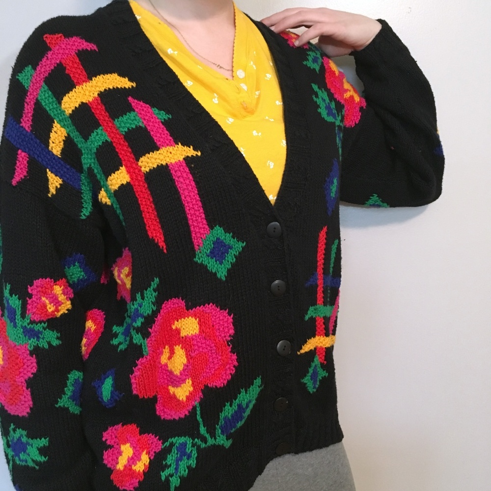 Vintage IZOD hand Knit Retro Sweater, M - Picture 2 of 6
